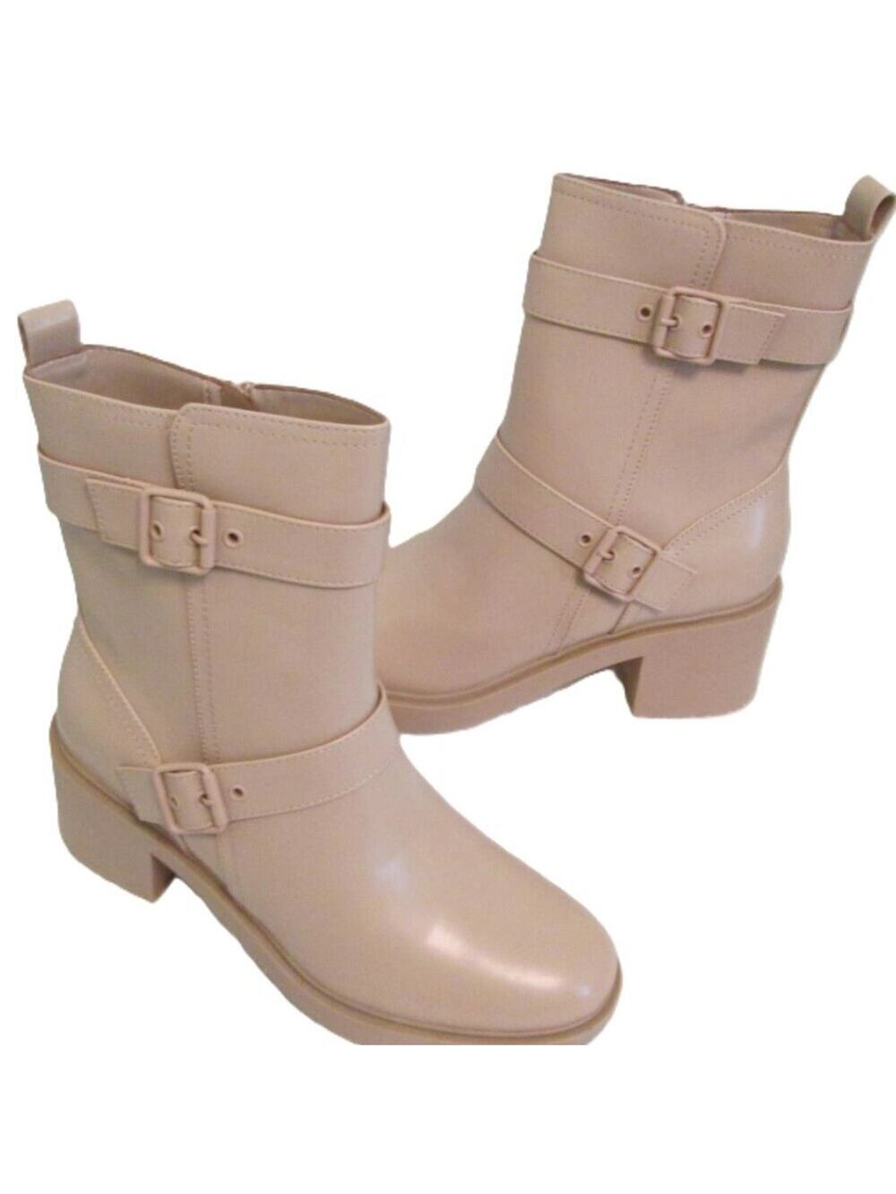 NIB BANDOLINO Gilbert Moto Combat Style Midcalf Booties- Light Natural-10M
